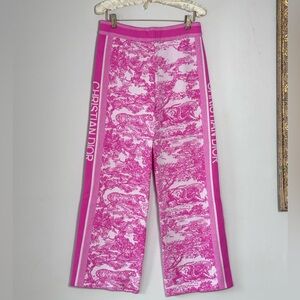 Dior Hot Pink Toile Knit Joggers with Logo Stripe